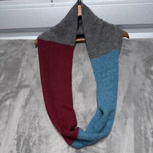 Andes Gifts 100% Alpaca Infinity Scarf Women One Size Colorblock Blue Red Gray
